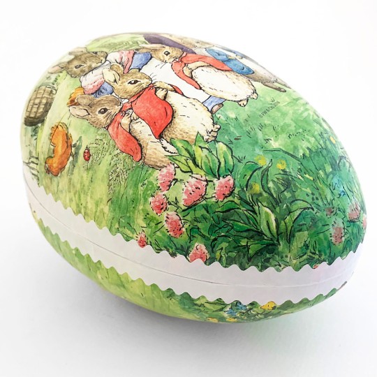 7" Peter Rabbit Bunny Family Papier Mache Easter Egg Container ~ Germany